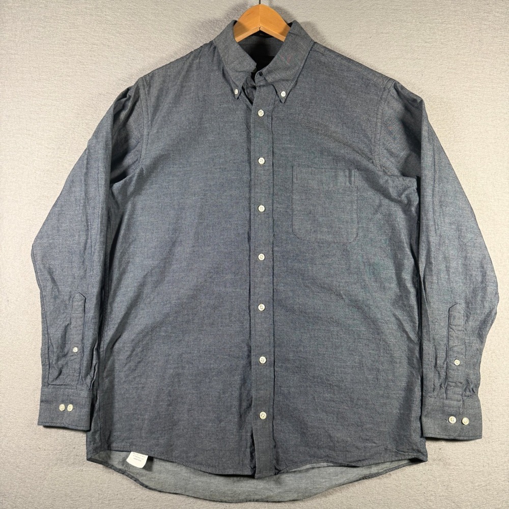 Allen Edmonds Mens Blue 100% Cotton Long Sleeve Button Down Shirt Size M
